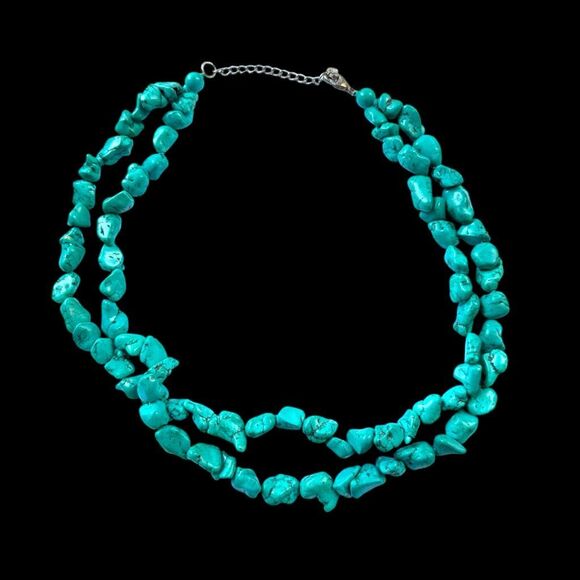 TURQUOISE Sterling Silver Double Strand 1/2”-3/4” Genuine Navajo American Indian - Picture 1 of 10